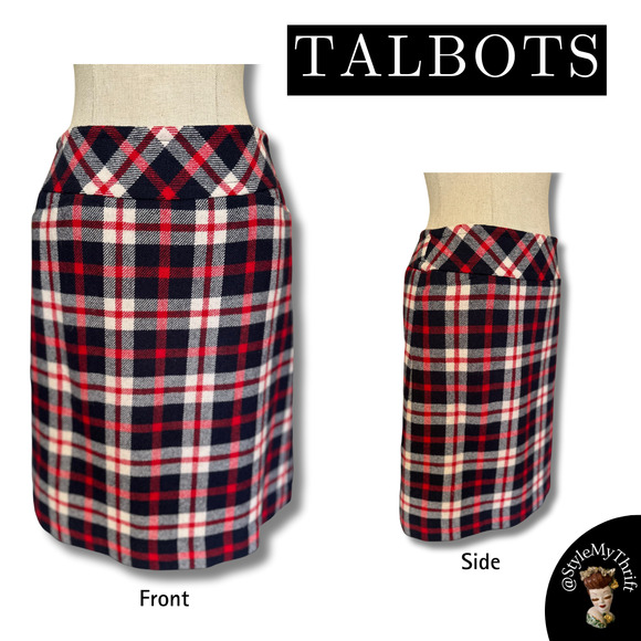 Talbots Plaid Pencil Skirt Fall Winter Preppy Collegiate Office 60s Fall Winter - Picture 1 of 9